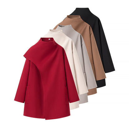 Damen Überjacke Asymmetrisch Praktische Taschen Norvielle - Norvielle