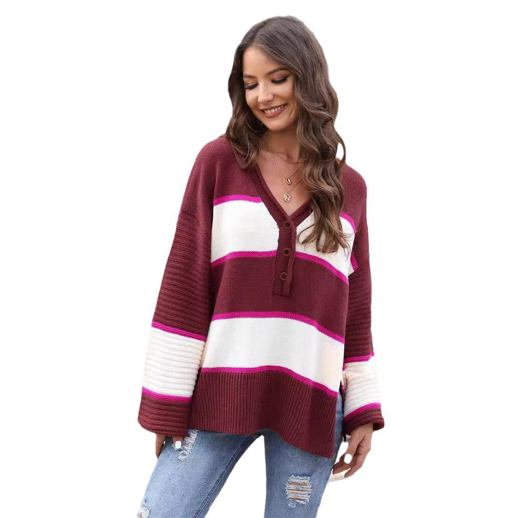 Damen Strickpullover Lässig Knopfleiste Norvielle