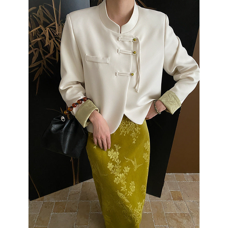 Damen Chiffon-Jacke Asiatische Knöpfe Norvielle - Norvielle