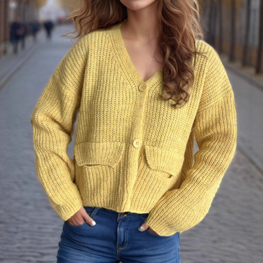 Damen Strickcardigan mit Taschen und breiten Ärmeln Norvielle