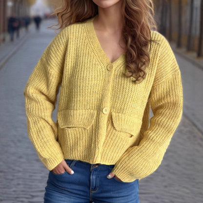Damen Strickcardigan mit Taschen und breiten Ärmeln Norvielle