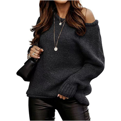 Damen Strickpullover Schulterfrei Oversized Norvielle