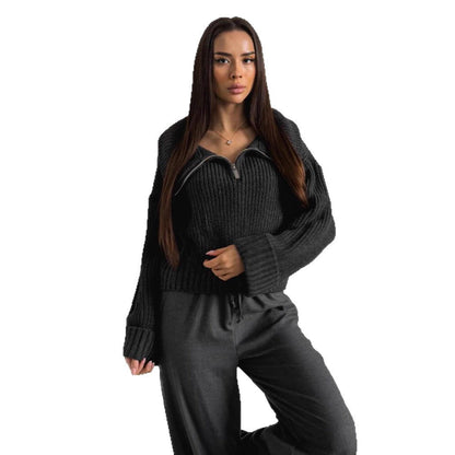 Damen Strickpullover Hochkragen Norvielle