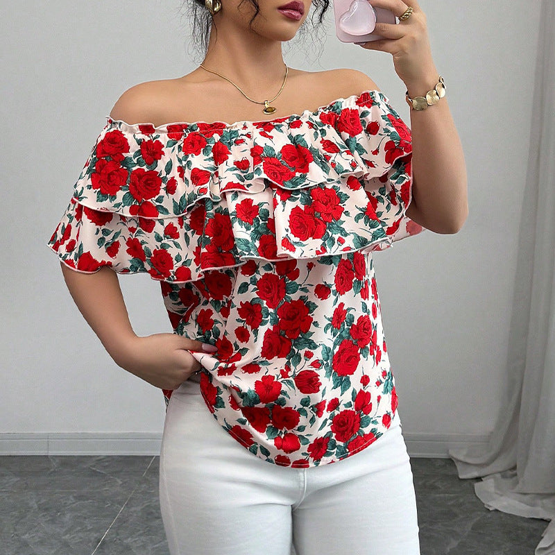 Damen Bluse Volant Floralmuster Norvielle