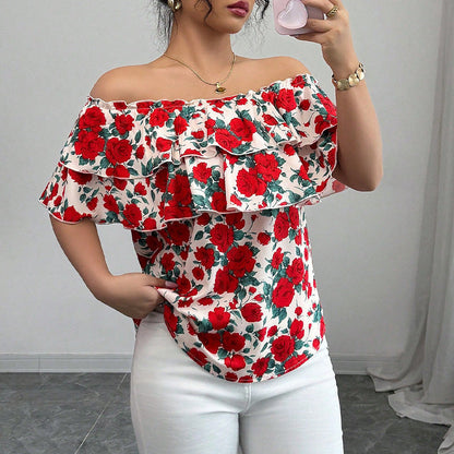 Damen Bluse Volant Floralmuster Norvielle