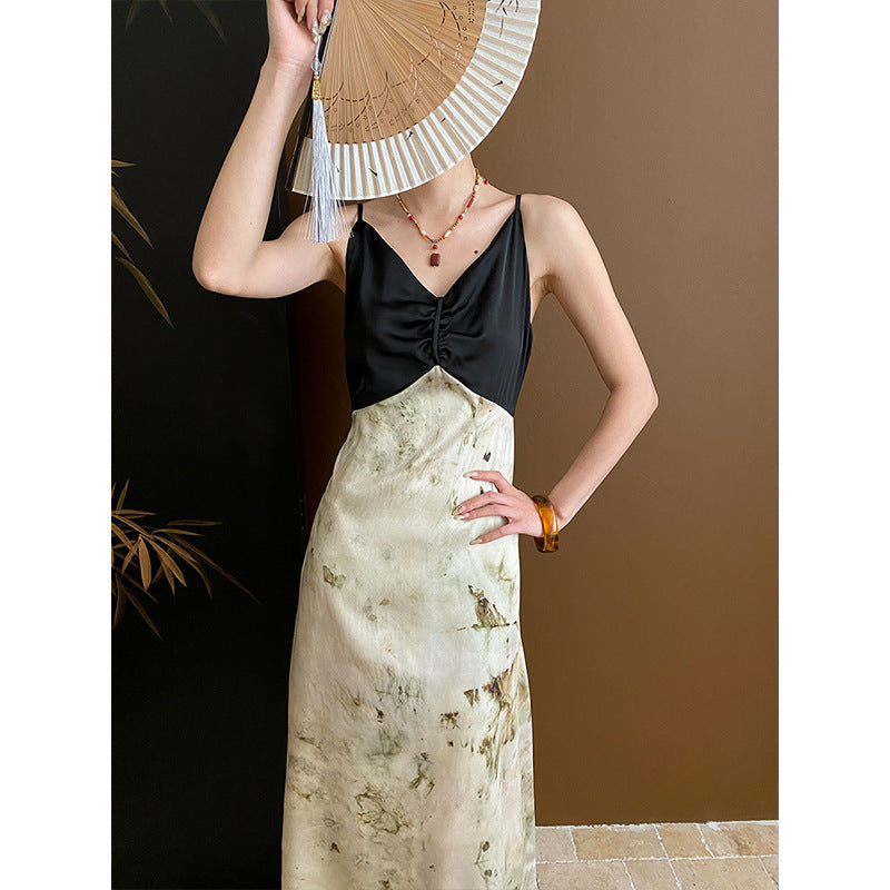 Damen Maxikleid V-Ausschnitt Spaghettiträger Elegantes Abendkleid