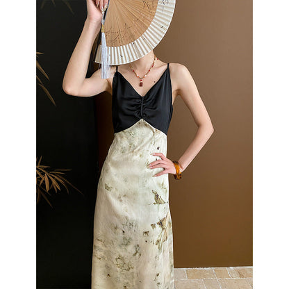 Damen Maxikleid V-Ausschnitt Spaghettiträger Elegantes Abendkleid