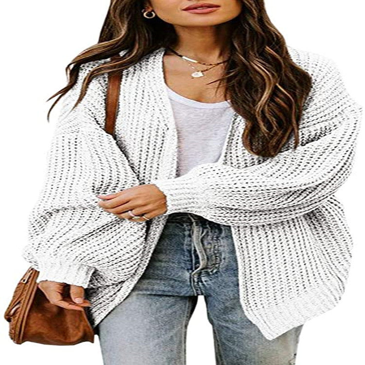 Damen Grobstrick-Pullover Voluminöse Ärmel Lässiger Schnitt