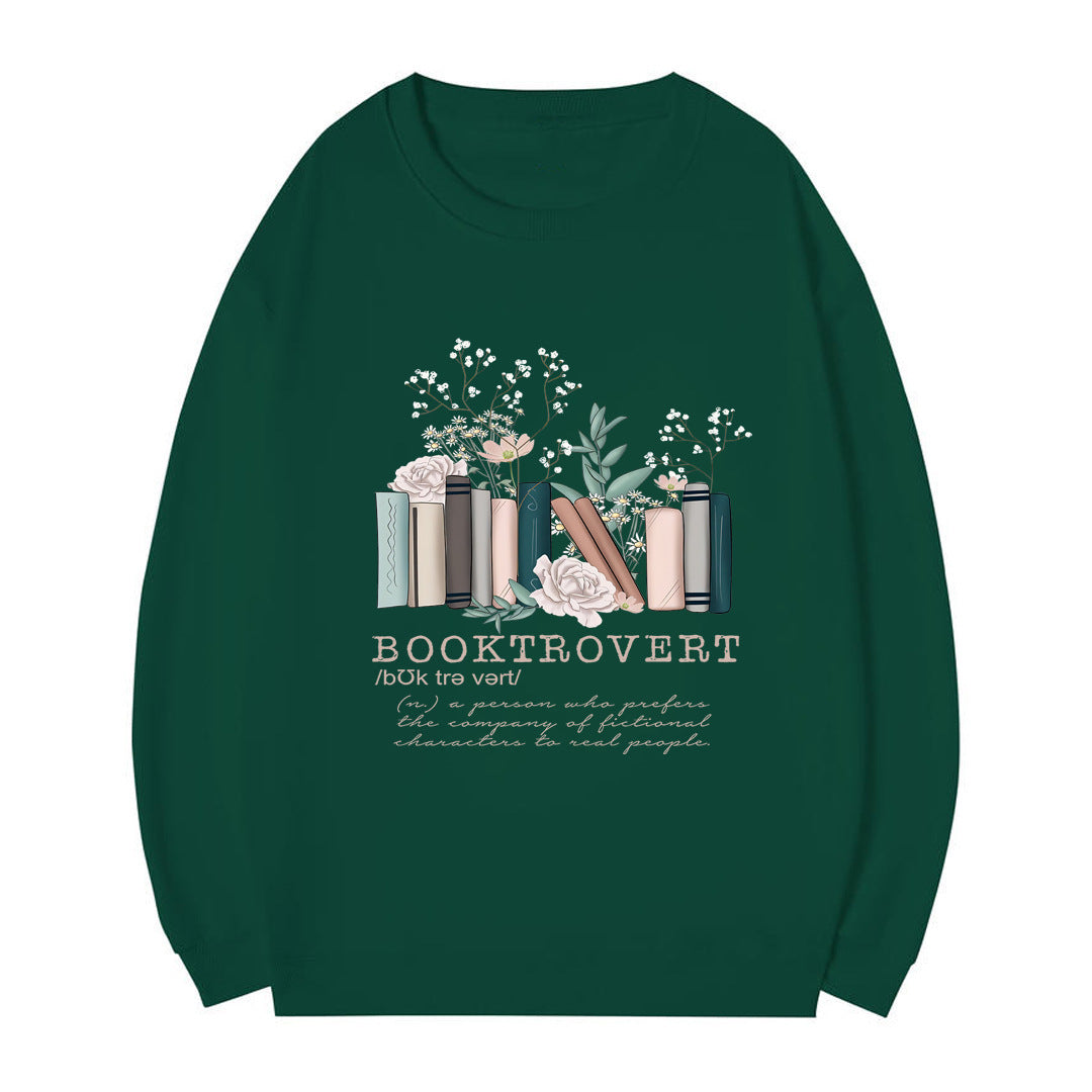 Damen Sweatshirt Bücherdesign Weiß