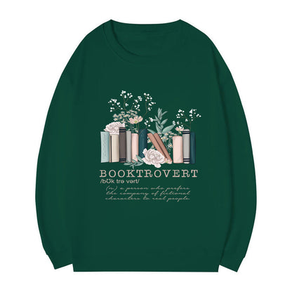Damen Sweatshirt Bücherdesign Weiß