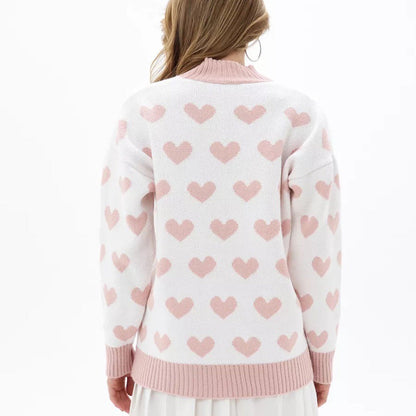 Damen Strickjacke Herzmuster Knöpfe Norvielle