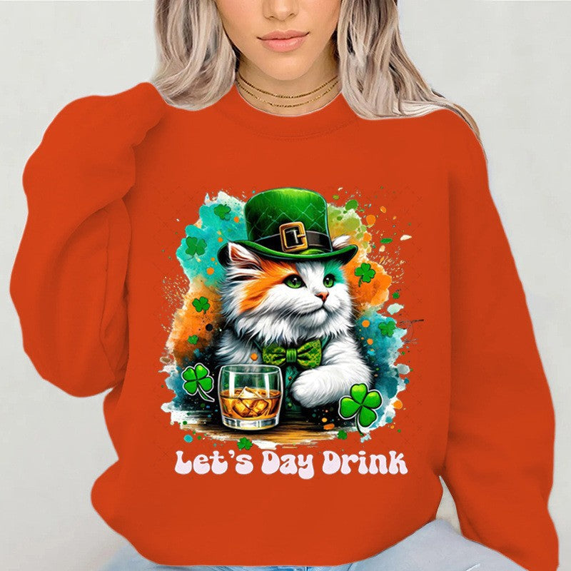 Damen Sweatshirt Katzenmotiv Lustig Weiß