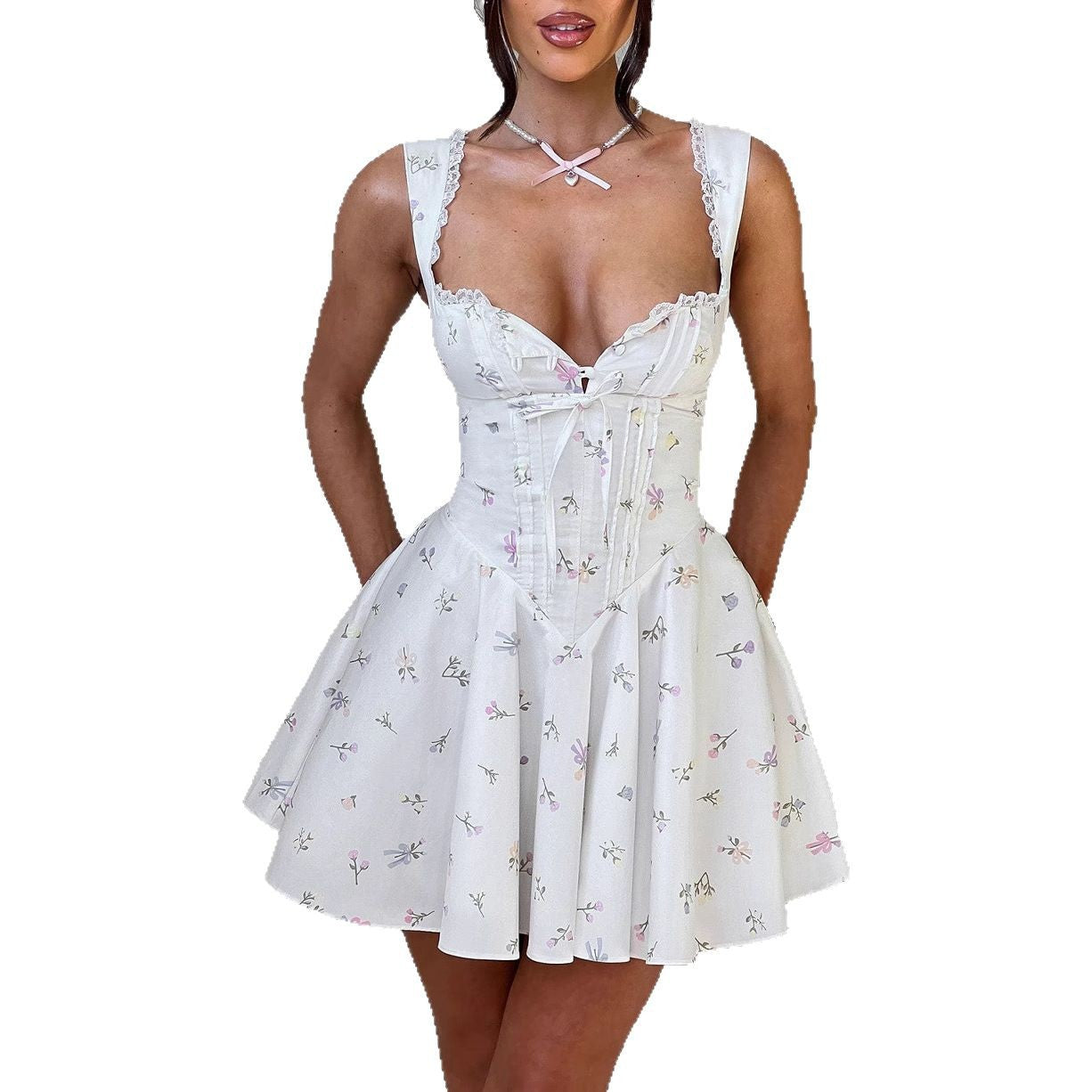 Damen Minikleid Tailliert Verspielt Norvielle