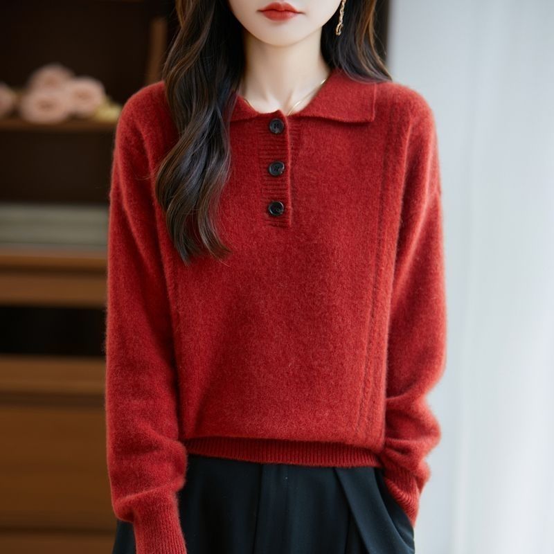 Damen Pullover mit Knopfleiste Norvielle