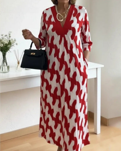 Damen Maxikleid V-Ausschnitt Baumwolle