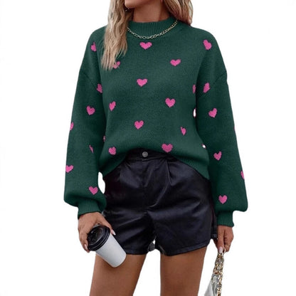 Damen Pullover Herzen-Design Lässiger Schnitt Norvielle