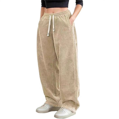 Damen Cordhose Weite Bein Elastischer Bund Norvielle