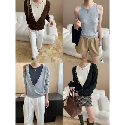 Damen Langarm-Cardigan mit Knöpfen Norvielle Lässig
