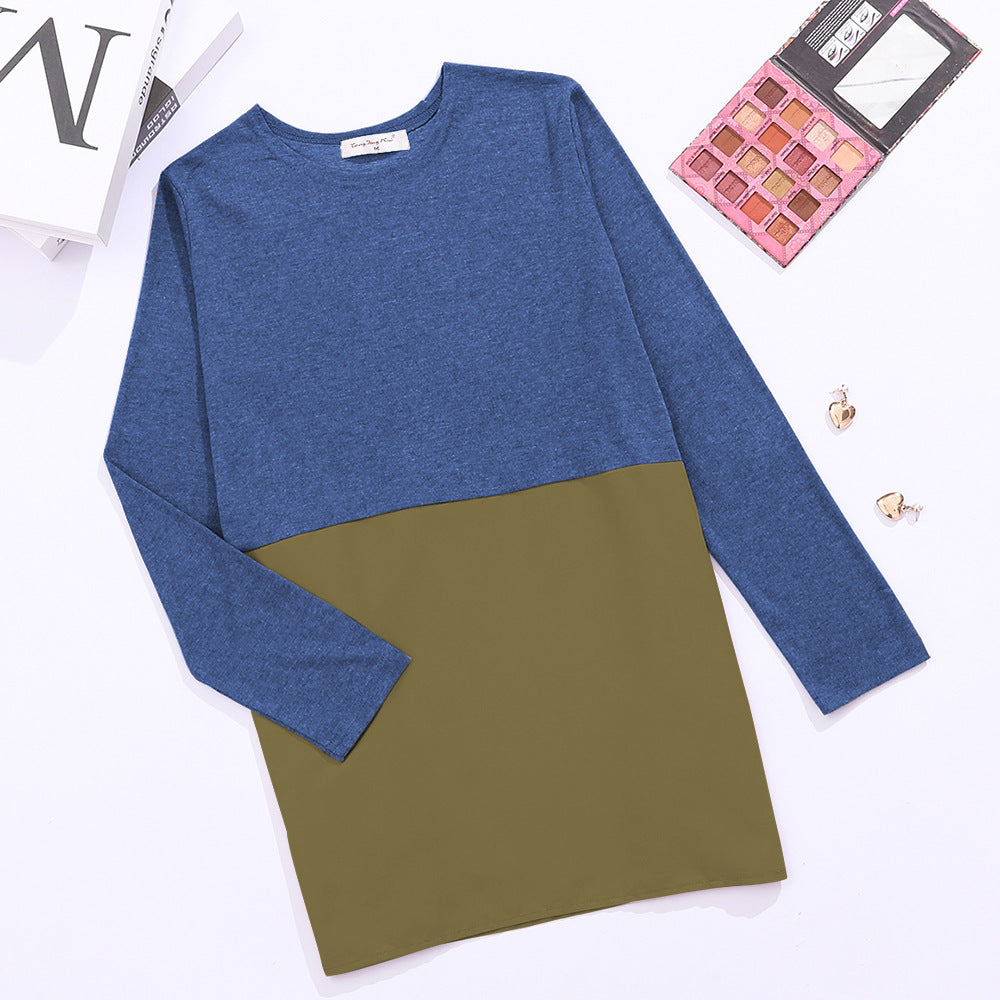 Damen Langarmshirt Farbblockdesign Baumwolle Norvielle