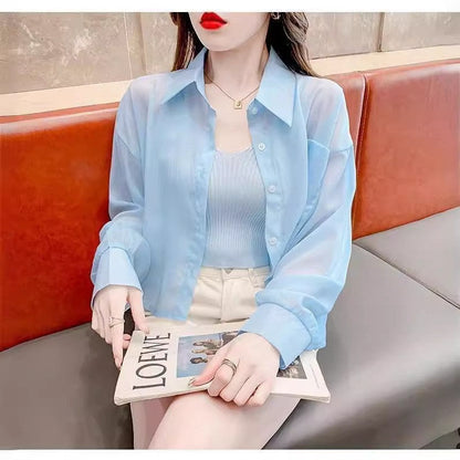Damen Bluse V-Ausschnitt Rippdetails Transparent