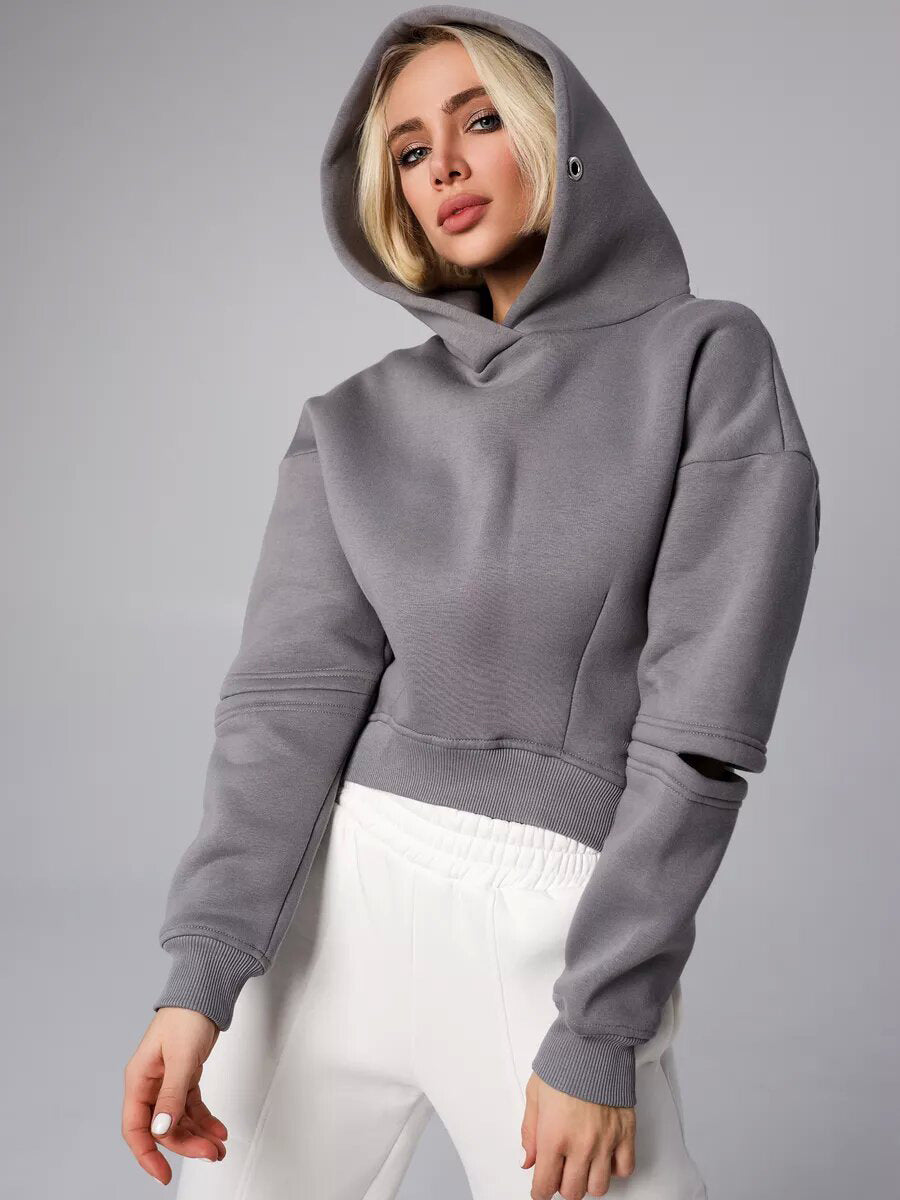 Damen Cropped Hoodie Kapuze Lässig Norvielle
