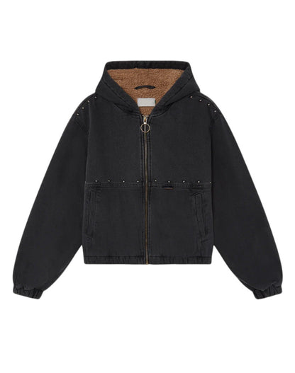 Damen Jeansjacke Kapuze Taschen Norvielle