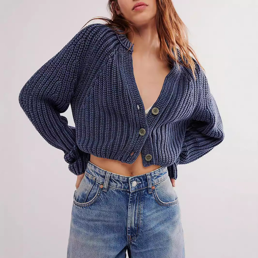 Damen Strickcardigan Luftig Große Knöpfe Modern Norvielle - Norvielle