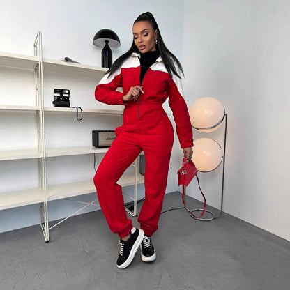 Damen Fleece-Overall mit Reißverschluss und Kapuze