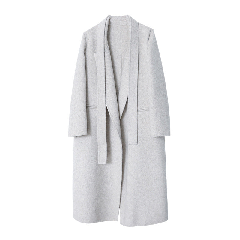 Damen Wickelmantel Wollmix Taillengürtel