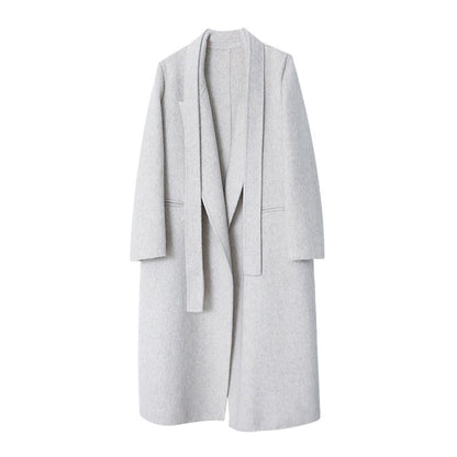 Damen Wickelmantel Wollmix Taillengürtel