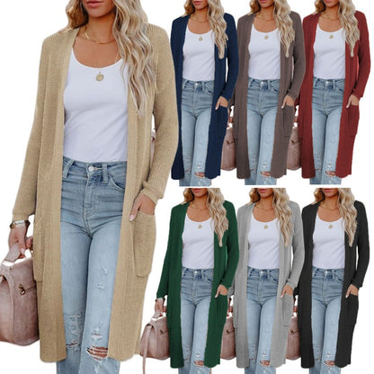 Damen Langstrickjacke Elegantes Design Praktische Taschen Norvielle - Norvielle