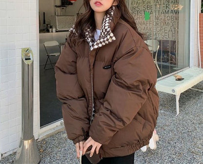 Damen Oversized Winterjacke kariert Norvielle