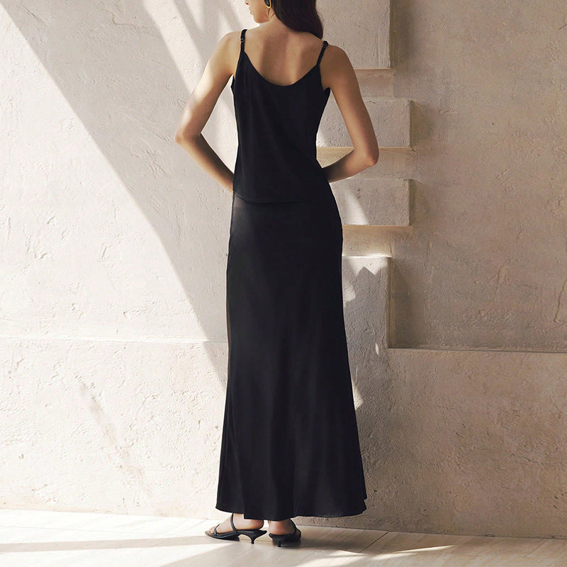 Damen Maxikleid Schwingender Rock Eleganter Ausschnitt Norvielle