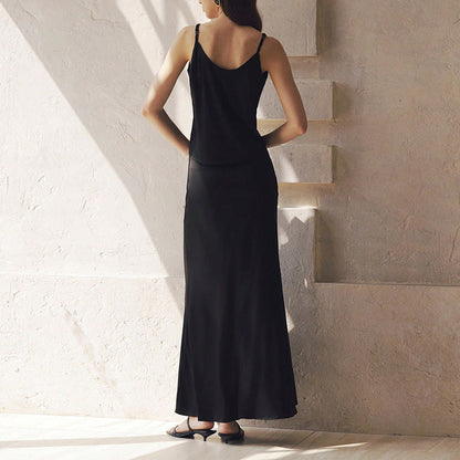 Damen Maxikleid Schwingender Rock Eleganter Ausschnitt Norvielle
