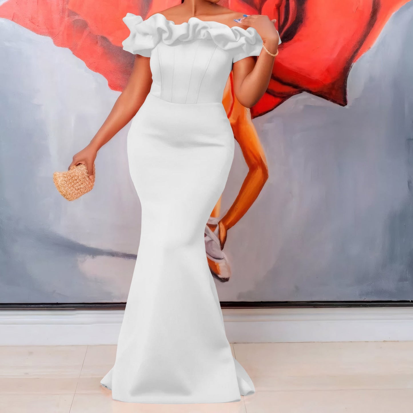 Damen Wickelkleid Voluminöser Kragen Norvielle
