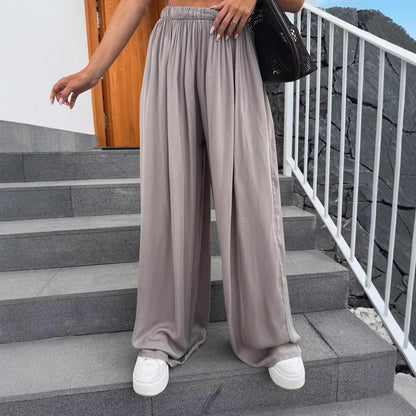 Damen Palazzo-Hose Elastischer Bund Weite Bein Norvielle