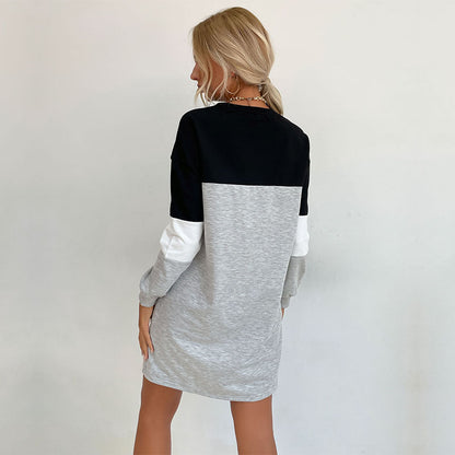 Damen Freizeitkleid Farbblockdetails Lässiger Schnitt Norvielle