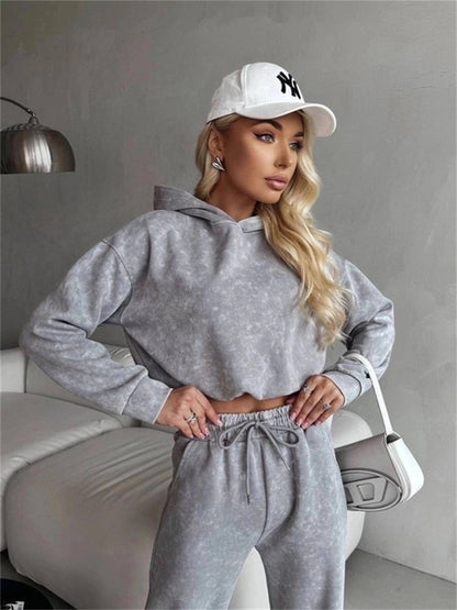 Damen Hoodie-Set Weite Hosen Elastischer Bund Norvielle