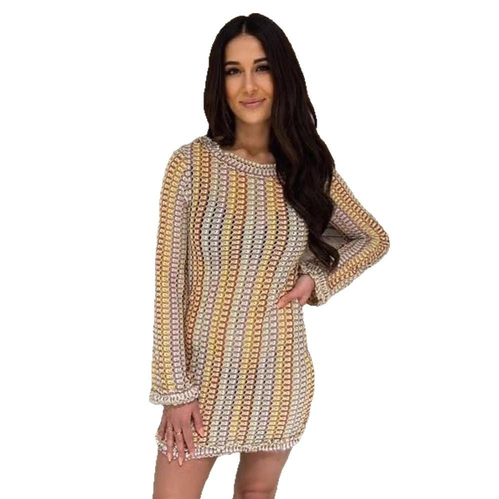 Damen Minikleid Wellenmuster Verspielter Saum Norvielle