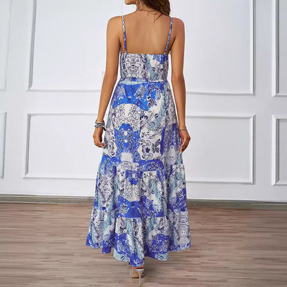 Damen Maxikleid Floralmuster Seitentaschen Norvielle