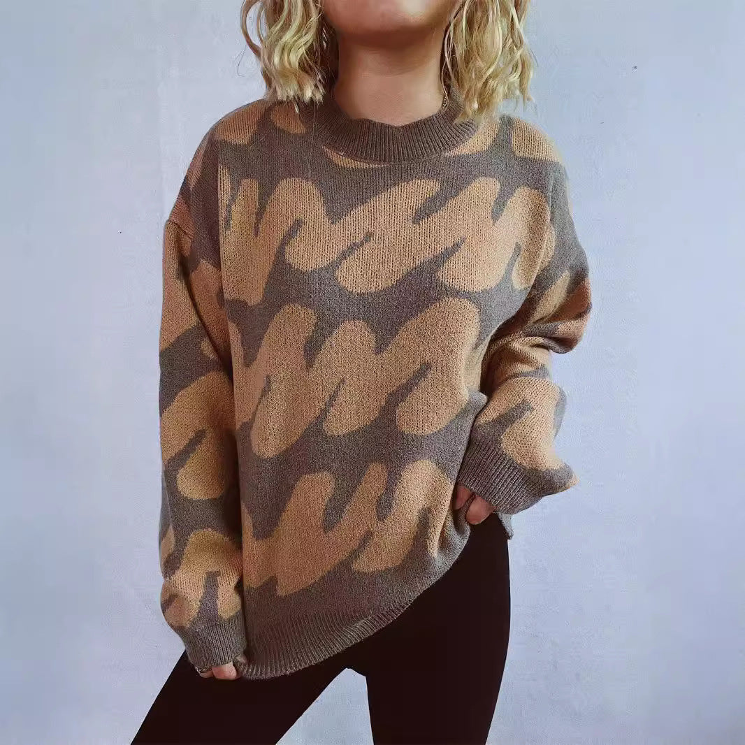 Damen Oversized Strickpullover Auffälliges Muster Norvielle - Norvielle