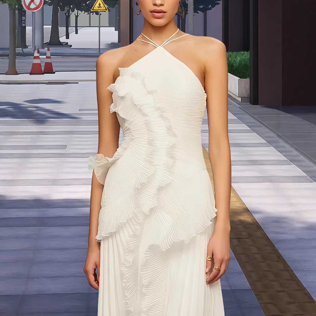 Damen Wickelkleid Faltenrock Asymmetrisch Norvielle