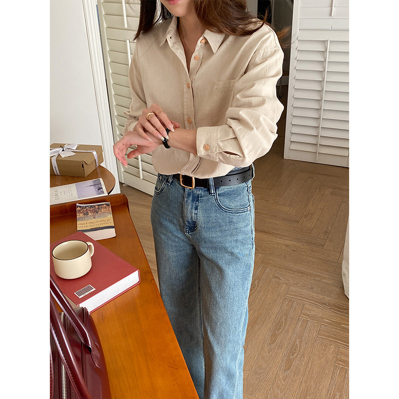 Damen Bluse Baumwollmix Knopfleiste Norvielle