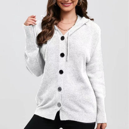 Damen Strickcardigan mit Kapuze und Knöpfen Norvielle