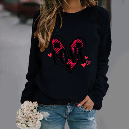 Damen Sweatshirt Herzdesign Lässig Norvielle