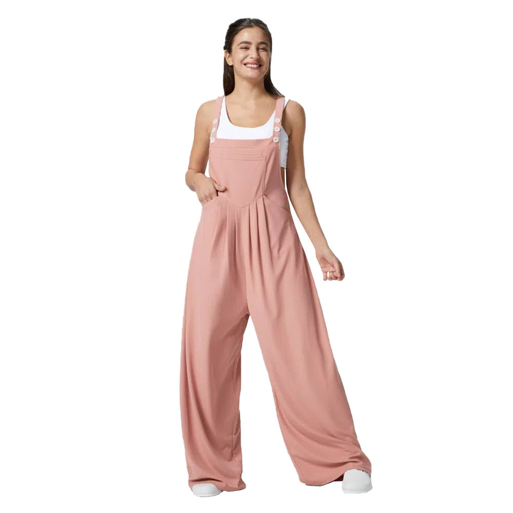 Damen Jumpsuit Weites Bein Elegantes Knopf-Design