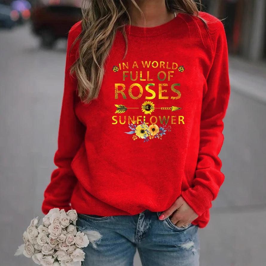 Damen Sweatshirt Blumenverzierung Inspirierendes Motiv Norvielle