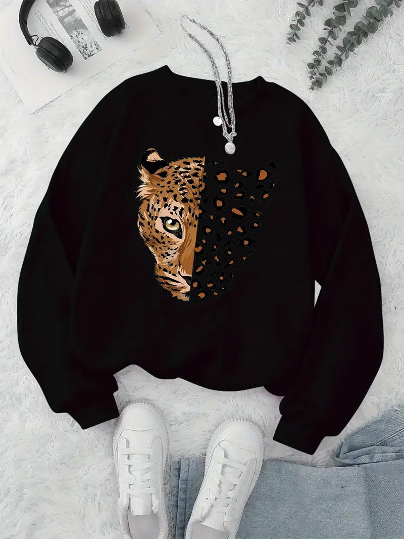 Damen Leoparden Sweatshirt Norvielle