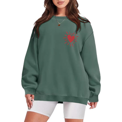 Damen Sweatshirt Übergroß Herzmotiv Norvielle