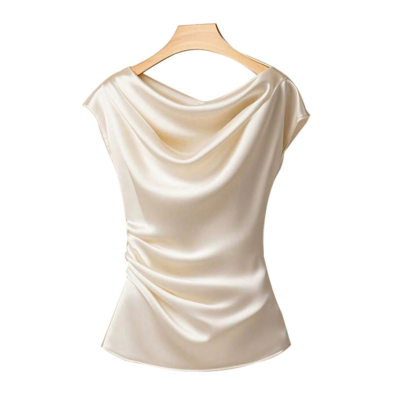 Damen Satin Oberteil Wasserfallausschnitt Norvielle